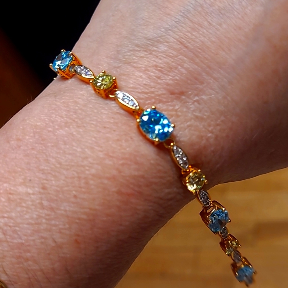 Elegant Blue and Yellow Gemstone Bracelet
